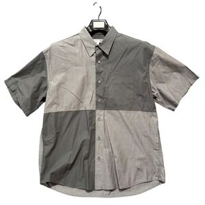 JW Anderson Shirt x Uniqlo Medium Mens Gray Colorblock Short Sleeve Button